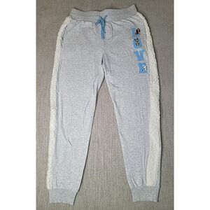 Disney Dogs Lounge Pants Pajama Bottom Women Large Lady & the Tramp Gray Sherpa